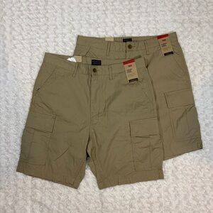 NEW Levi's Men's Carrier Cargo Shorts Set of 2 Khaki Beige Relaxed Fit Size 34